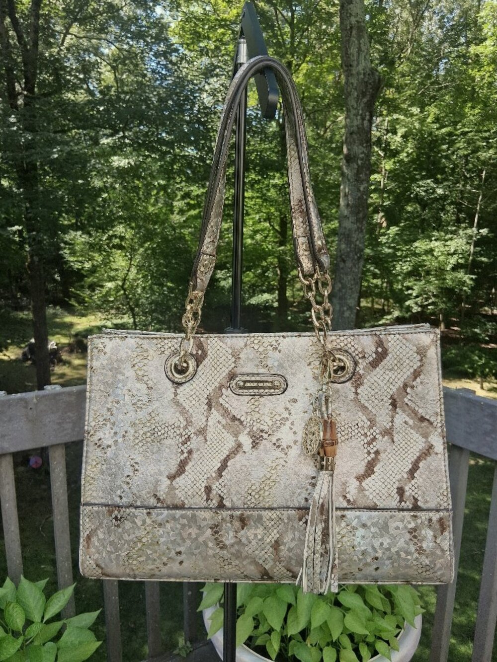 ANNE KLEIN Faux Snakeskin Shoulder Bag